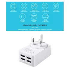 4 Port USB Charger Smart iQ Adaptor Travel Adapter Fast Quick Charge UK Plug