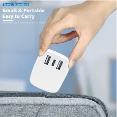 Fast Charging 3 Pin Mains Wall Plug Adapter 3.1A Dual USB Port + PD 18 Watt UK