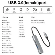 3 In 1 USB OTG Hub Adapter 3.0 Port Fast Charging Hub For iPhone iPad MacBook UK