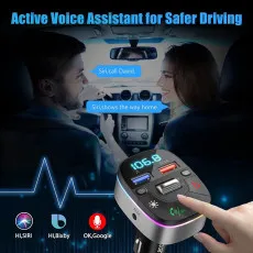 BT 5.0 FM Transmitter Hand free Dual USB Mp3 Player Car Phone Wireless Charger