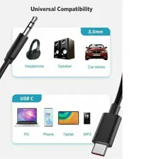 Type-C USB-C to 3.5mm Male Audio Jack AUX Cable Adapter for Car Stereo Samsung