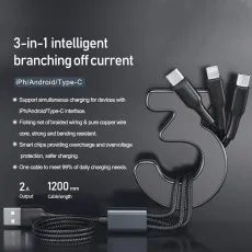 2.0A Fast Charging & Data Transferring Cable Type C/Micro/iPhone