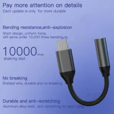 Universal 3.5mm Female Aux Audio Jack to C Type OTG Adapter