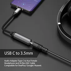 Universal 3.5mm Female Aux Audio Jack to C Type OTG Adapter