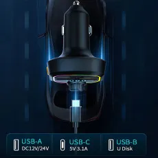 Universal Bluetooth & FM Transmitter Adapter 2USB & Type C MP3 Player Charger