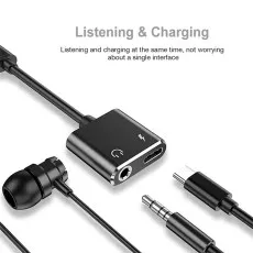 2 In1 Usb Type C Adapter To 3 5 Jack Headphone Charging Splitter Audio Aux Cable UK