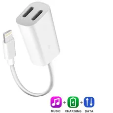 Best 2-in-1 Dual 8-Pin iPhone Adapter Audio & Charging Hub Compatible With iPhone/iPad