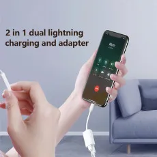 Best 2-in-1 Dual 8-Pin iPhone Adapter Audio & Charging Hub Compatible With iPhone/iPad