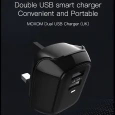 Fast Dual USB Port 3 Pin Plug Wall Charger Adapter For Mobile Phone with Charging Cable For iPhone