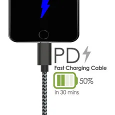 SwiftCharge USB Type C to iPhone Fast Charging & Data Sync Short Cable MFi Certified UK