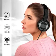 Bass Boosted Stereo Wire Extender Headphones With Noise Canceling Mic For HD Clear Sound