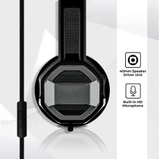 Bass Boosted Stereo Wire Extender Headphones With Noise Canceling Mic For HD Clear Sound