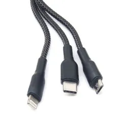3-IN-1 2.0A Fast Charging and Data Transferring Cable USB To Type C, Micro & iPhone UK