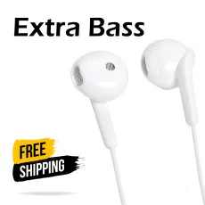 White Wired Headset 3.5mm Jack with Mic Deep Sound Bass Boosted Sound For Androids