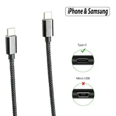 65W Dual Type-C Fast Charge & Data Sync Cable for iPhone, Samsung, and Huawei UK