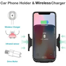 Fast Wireless In Car Phone Charger & Holder for iPhone Samsung Huawei