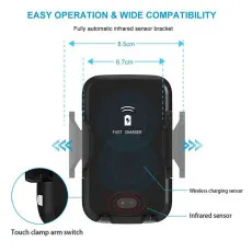 Fast Wireless In Car Phone Charger & Holder for iPhone Samsung Huawei