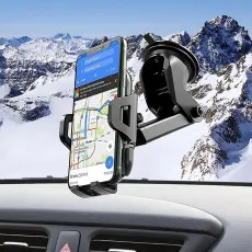 Car Phone Holder 360° Rotation, Long Arm, Strong Suction Mount Windscreen & Dash UK