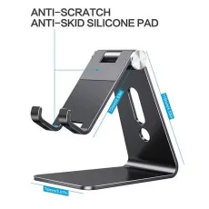 Aluminum Phone Stand Portable Hands-Free Desk Holder for iPhone, Samsung & More (UK)