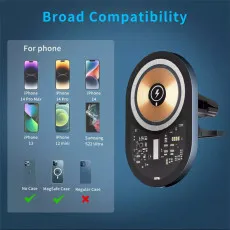 15W Magnetic Wireless Car Phone Charger Fast Charging, Hands-Free For iPhone 15/14/13/12 UK