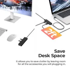 Type-C to 4-Port USB 3.0 Hub OTG Adapter Cable for Mac, PC, Laptop, and Phone