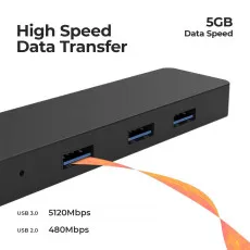 Type-C to 4-Port USB 3.0 Hub OTG Adapter Cable for Mac, PC, Laptop, and Phone