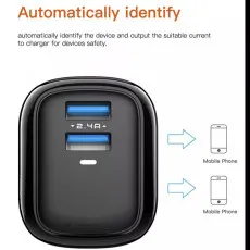 Best 2.4A Dual USB Port 3 Pin Wall Plug Phone Charger Adapter with Micro Cable -UK