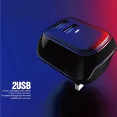 Best 2.4A Dual USB Port 3 Pin Wall Plug Phone Charger Adapter with Micro Cable -UK