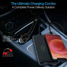 High-Speed Dual Port Car Charger with USB Type-C for iPhone and Samsung - UK