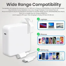 3 Pin Wall Plug Type C Charger Adapter Fast Charger For MacBook, iPhone, Samsung, iPads