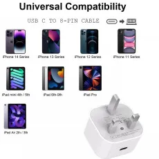 20W Fast Type C Wall Plug Mobile Phone Charger Adapter For iPhone, Samsung Laptop - UK