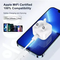 20W Fast Type C Wall Plug Mobile Phone Charger Adapter For iPhone, Samsung Laptop - UK