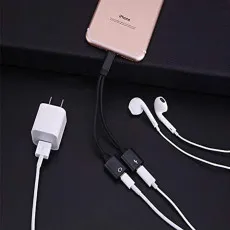 2in1 Dual Lightning Headphone Jack AUX Audio and Charge Adaptor For iPhone