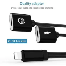 2in1 Dual Lightning Headphone Jack AUX Audio and Charge Adaptor For iPhone