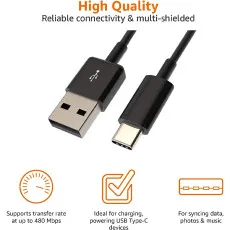 USB-C to USB-A Fast Charger Cable