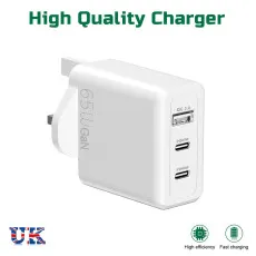 Universal 65W USB C Charger UK 3 Port Power Adapter Type C PD USB A 3.0 QC Fast Wall Charger