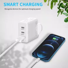 Universal 65W USB C Charger UK 3 Port Power Adapter Type C PD USB A 3.0 QC Fast Wall Charger