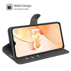 Realme C31 Case 2022 Leather Kickstand Stand Flip Book Wallet Cover