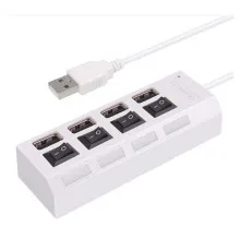 High Speed 4 Ports USB HUB 480Mbps Data Transfer 2.0 with LED iIndicator For Laptop PC UK- WHITE
