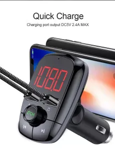 Bluetooth Wireless FM Car Transmitter Mp3 Player Charger Adaptor, QC 3.0 Cigarette Lighter