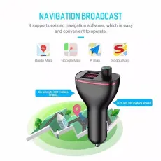 Bluetooth FM Car Transmitter Mp3 Player Charger Adaptor, 2.4A QC 3.0 Cigarette Lighter