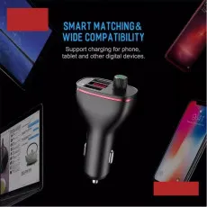 Bluetooth FM Car Transmitter Mp3 Player Charger Adaptor, 2.4A QC 3.0 Cigarette Lighter