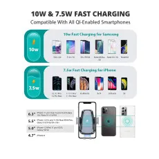 360 Car Holder - Universal Wireless Phone Charger Car Mount Clamping Automatic UK