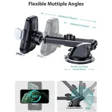 360 Car Holder - Universal Wireless Phone Charger Car Mount Clamping Automatic UK