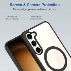 Samsung S23 Plus in black MagSafe case with precise cutouts.