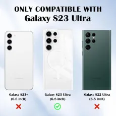 MagSafe compatibility displayed on the white case for Samsung Galaxy S23 Ultra