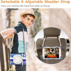 Bright Blue iPad Case for Kids with long shoulder strip