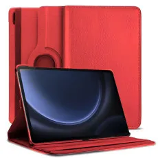 Samsung Galaxy Tab S8 case with 360° rotating stand in red.