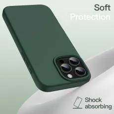 Shockproof iPhone 15 Pro cover in soft silicon green