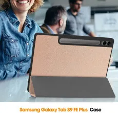 Foldable book stand on the Samsung Galaxy Tab S8 case for adjustable viewing angles